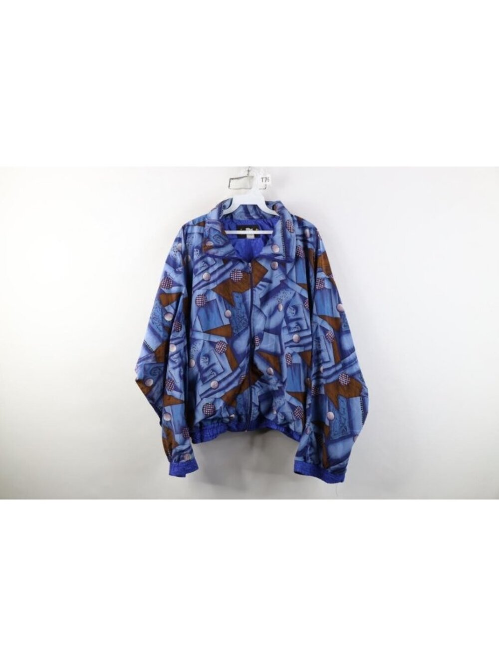Vintage 90s Streetwear Womens 2XL Distressed Abstract Lined Windbreaker Jacket